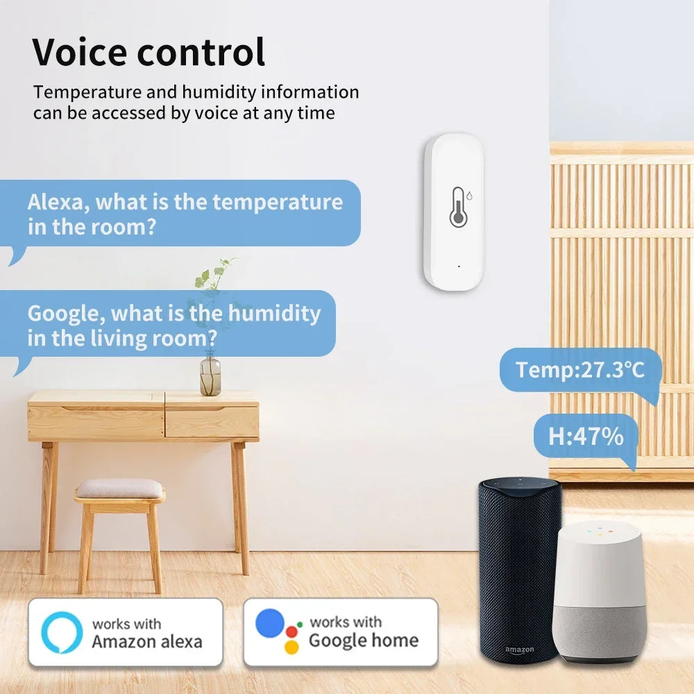 TNCE Tuya WiFi/ZigBee Temperature And Humidity Sensor  APP Remote Indoor Thermometer For Home Work With Alexa Google Home