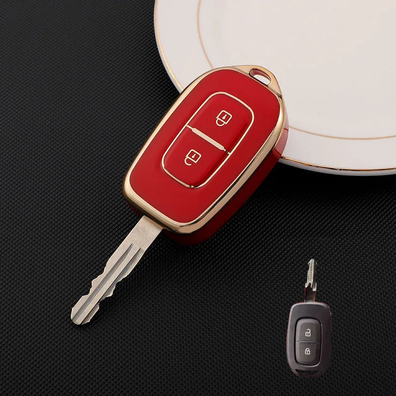 Покритие за ключодържател за Renault Kwid и Dacia Sandero, TPU калъф с 2 бутона, тънък защитен дизайн за прецизен достъп до бутоните