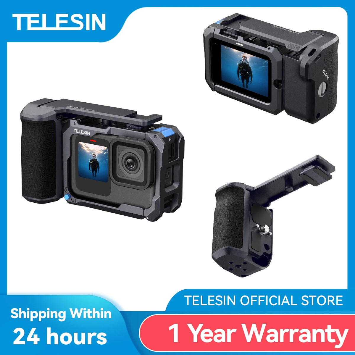 TELESIN StreetGrip Kit For GoPro HERO 9-13 &ndash; Aluminum Cage