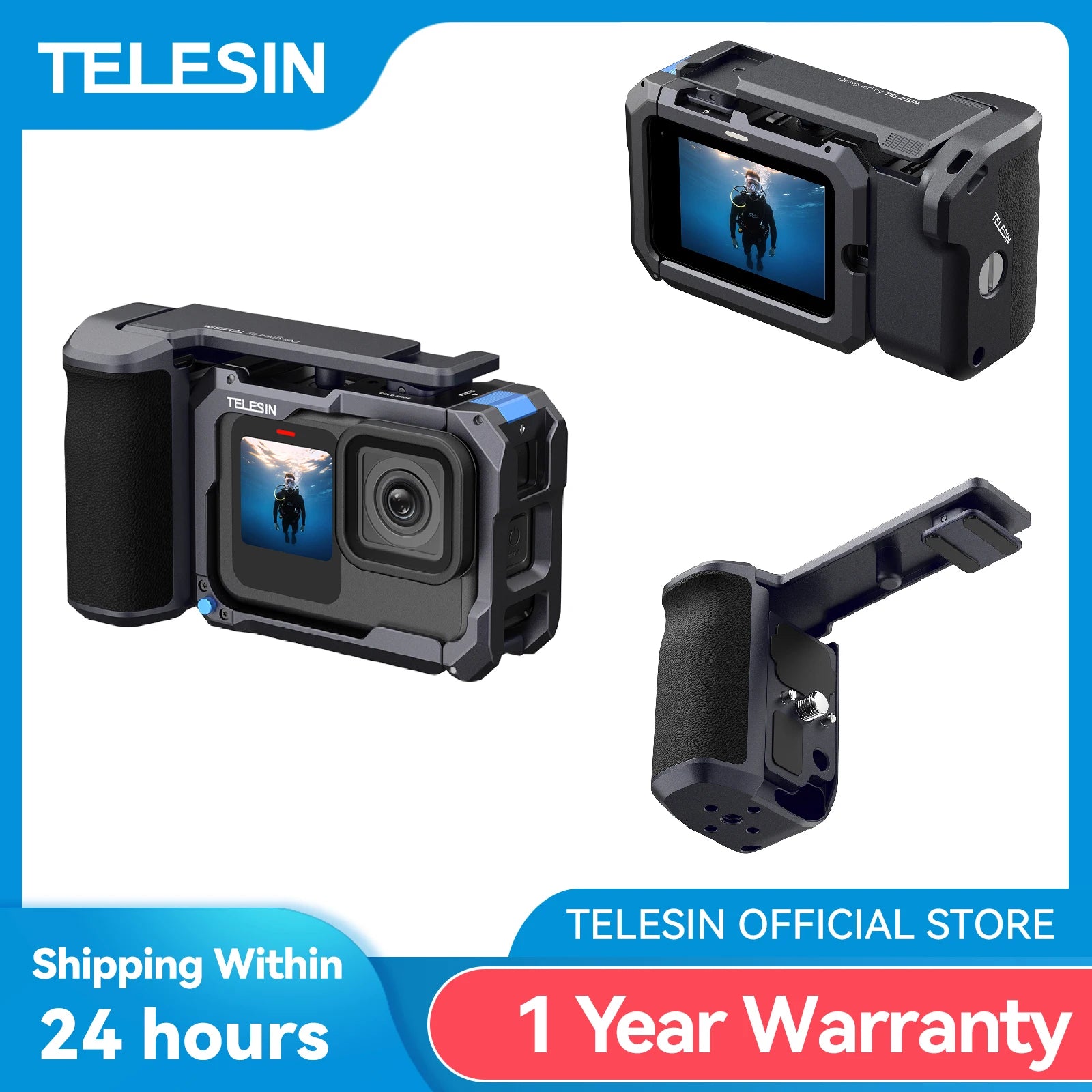 TELESIN StreetGrip Kit For GoPro HERO 9-13 &ndash; Aluminum Cage