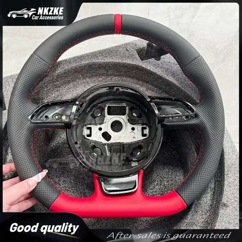 For Audi customized red handmade all leather sports steering wheel 2012-2016 S3 S4 S5 3 Rs4 Rs5 Rs6 Rs7 upgraded and modified by InterCyprus Trading Ltd