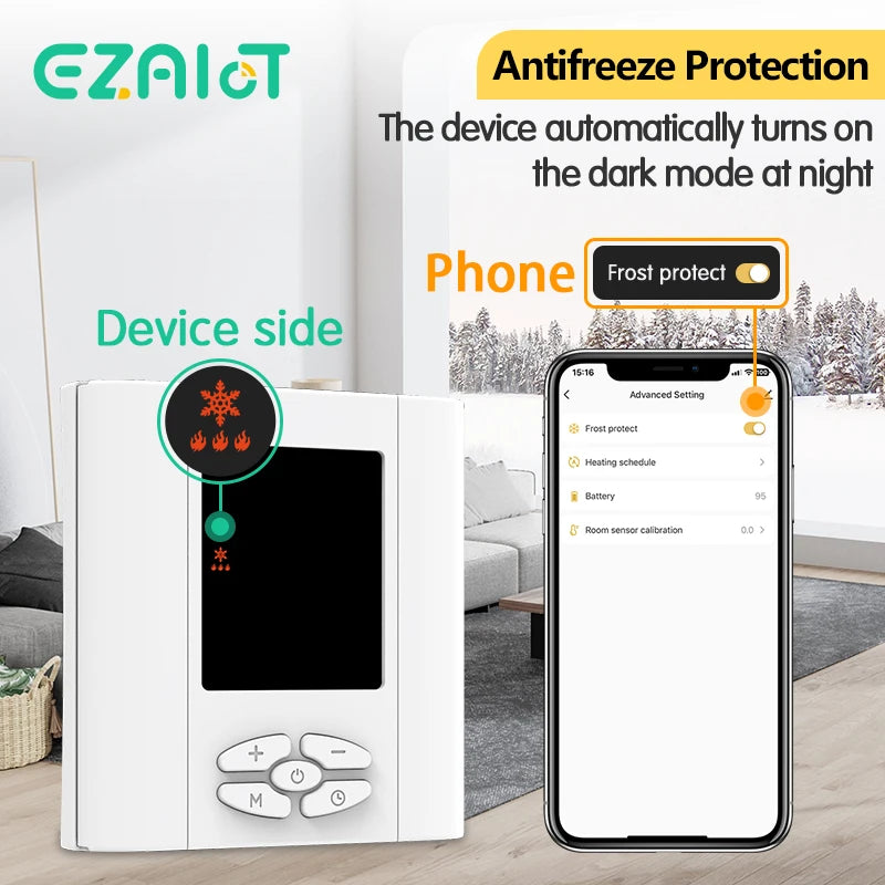 Tuya Smart Home Gas Boiler Thermostat &ndash; Battery Powered