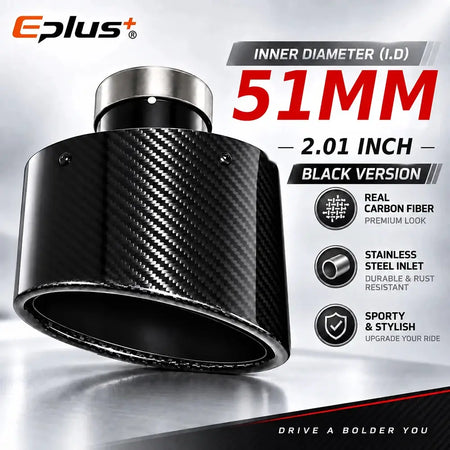 Glossy Oval Carbon Fiber Universal Car Exhaust Muffler Tip Exhaust Pipe Nozzle Decoration Stainless Silver&Black Left and Right by InterCyprus Trading Ltd