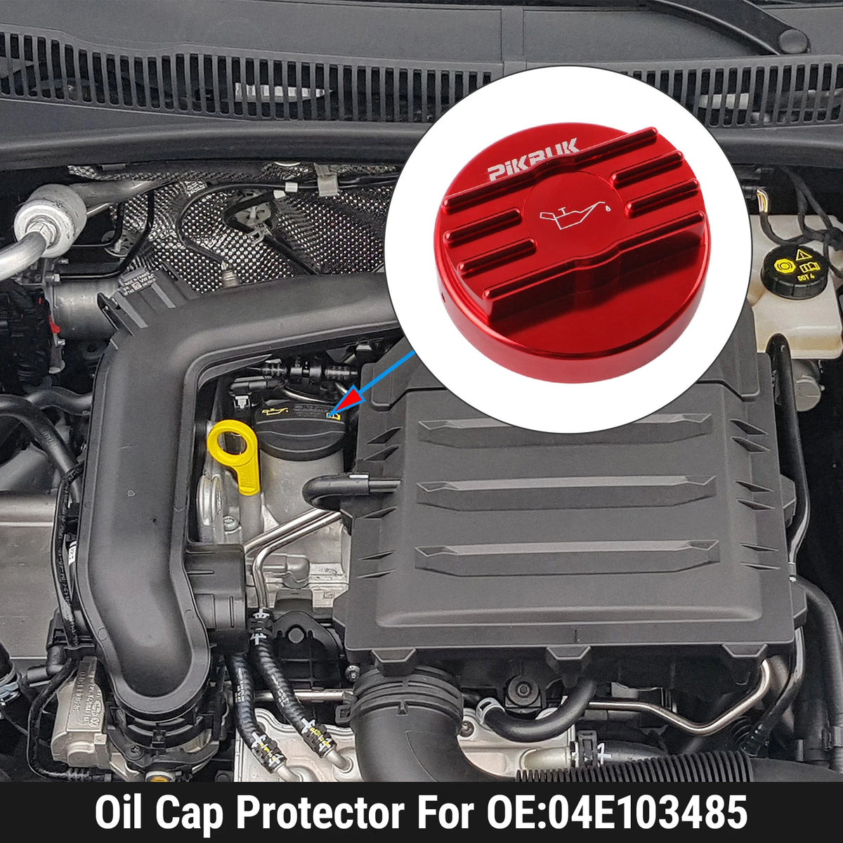 PIKBUK Aluminum Cap Protector For VW CC Golf Audi Skoda Seat Water Tank Cap / Coolant Cap / Oil Cap by InterCyprus Trading Ltd