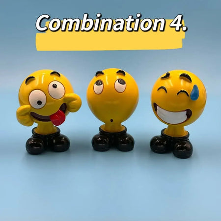 Funny Cartoon Car Bobblehead Pendants - 3PCS Resin Shaking Head Accessories for Interior D&eacute;cor Combination 4