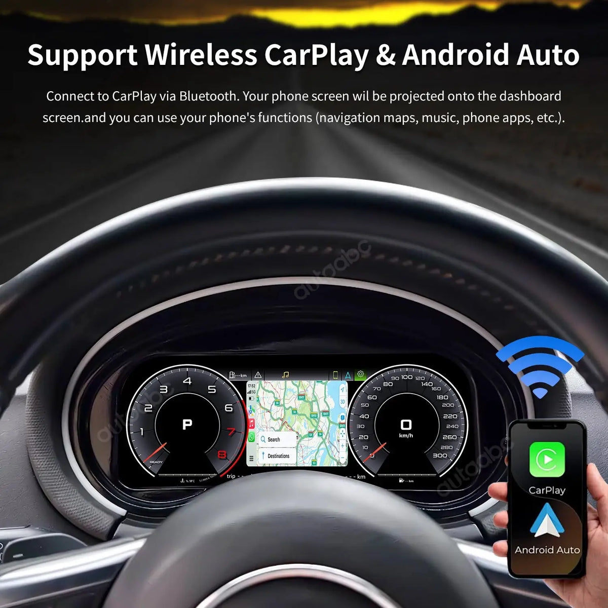 AUTOABC 10.25' LCD Digital Dashboard Cluster Wireless CarPlay Android Auto FOR AUDI TT 2008-2014 year Screen mirroring function by InterCyprus Trading Ltd