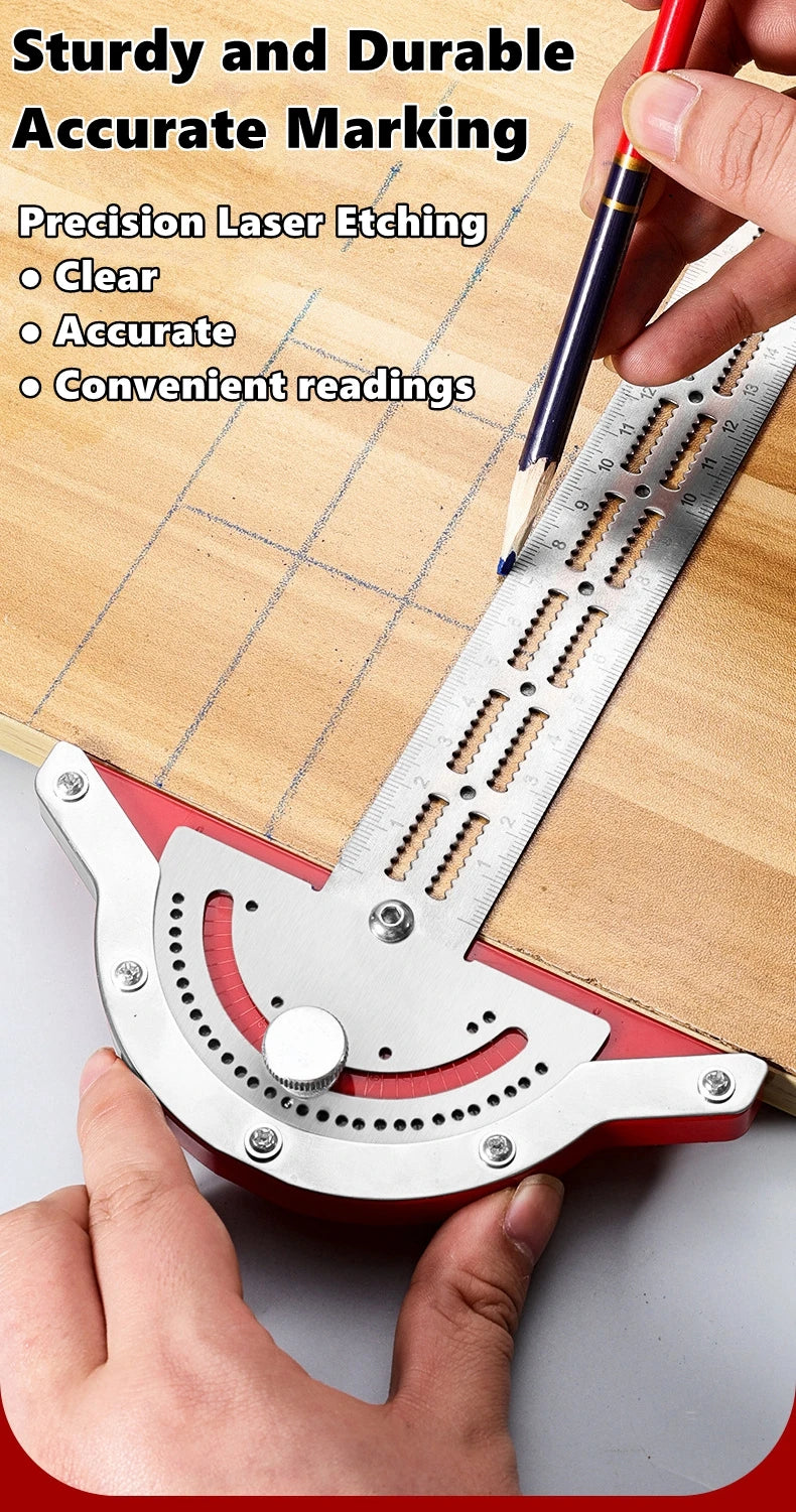 0-180 Degree Angle Gauge &ndash; Precision Stainless Steel Carpenter Measuring Tool