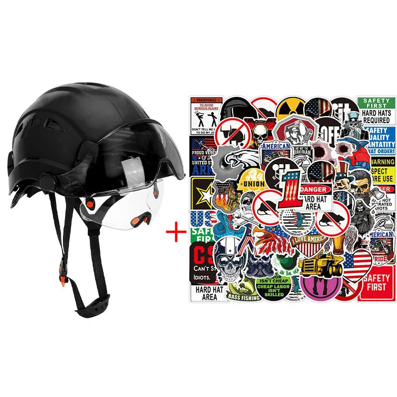 SF06/CR08 &ndash; CE ABS Safety Helmet With Visor And Goggles Black Set B