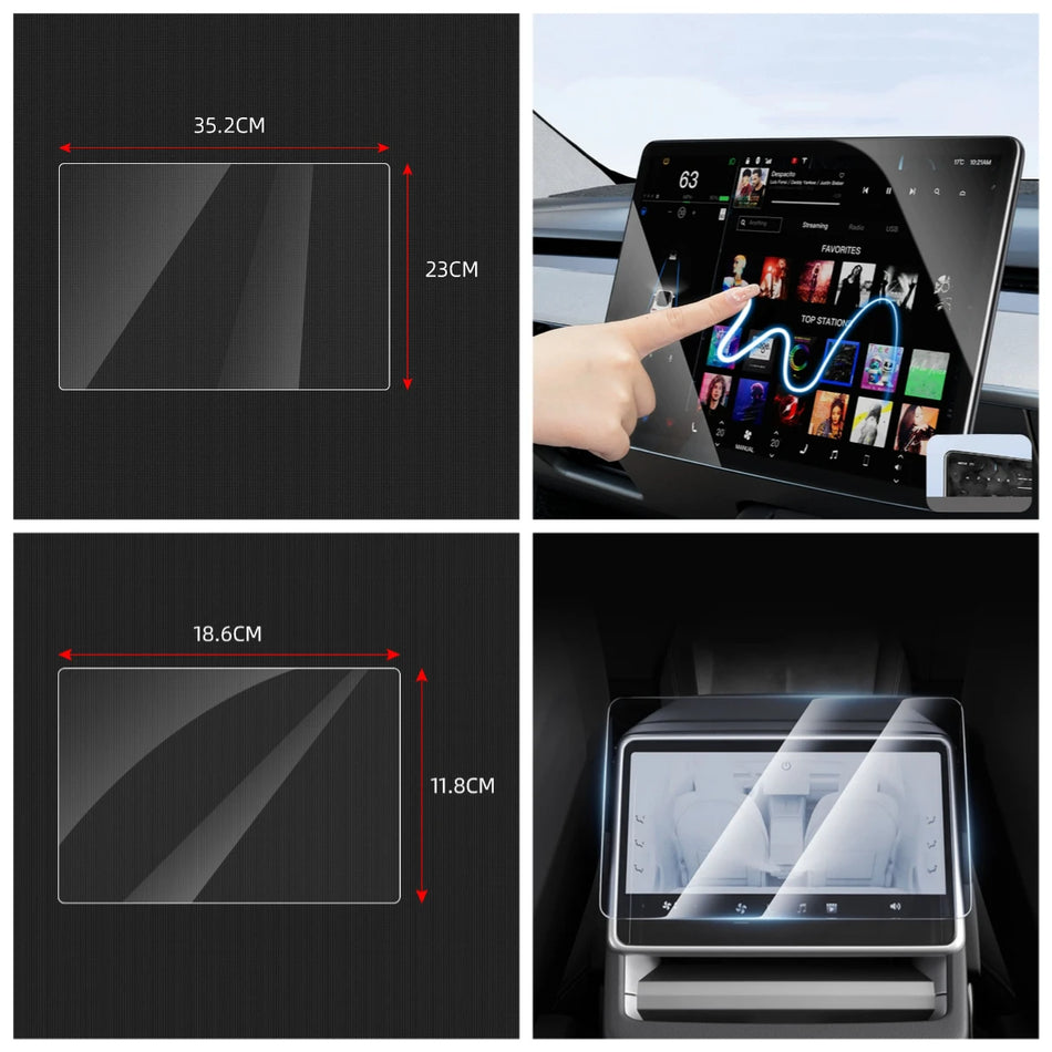 Zaščita iz kaljenega stekla za Tesla Model 3 Highland 2024-2025, zaščita za zadnji zaslon na dotik