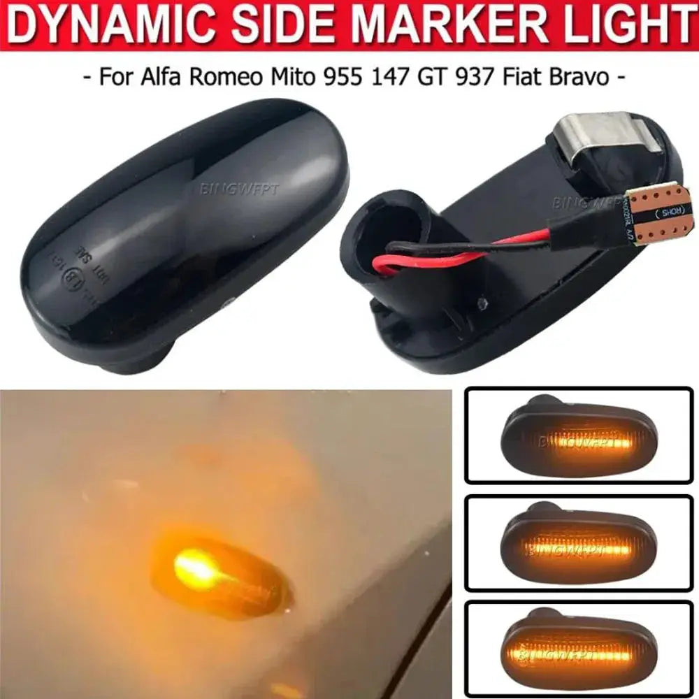 Car Dynamic LED Side Marker Lights Arrow Turn Signal Flashing Blinker Lamp For Alfa Romeo Mito 955 147 GT 937 For Fiat Bravo MK2 by InterCyprus Trading Ltd