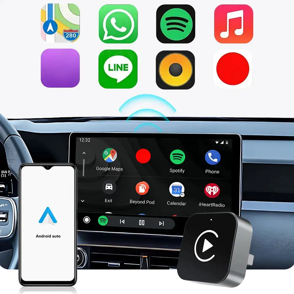 2 In 1 Wireless CarPlay Android Auto Adapter Plug And Play