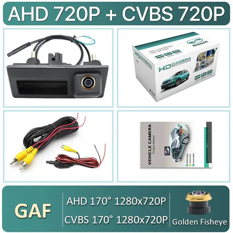 Trunk Backup Camera AHD 1080P with Guiding Lines for VW Audi Passat Golf B6 B7 by InterCyprus Trading Ltd