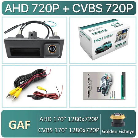 Trunk Backup Camera AHD 1080P with Guiding Lines for VW Audi Passat Golf B6 B7 by InterCyprus Trading Ltd