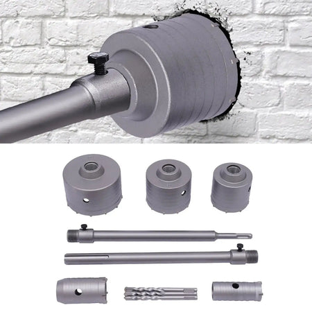 9PC Hole Saw Kit SDS Plus Arbor Shaft &ndash; Includes Pilot Bits