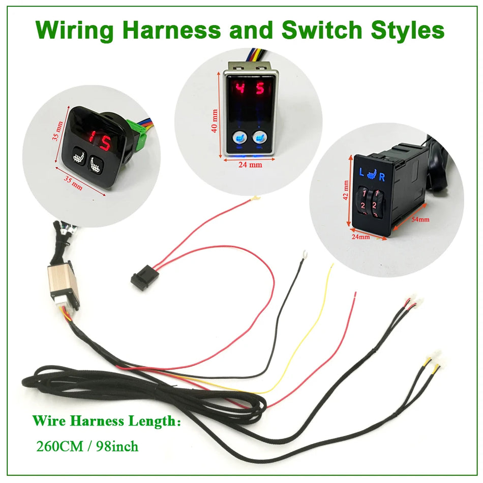 Σετ Θερμαντήρα Καθίσματος Αυτοκινήτου 12V Για 2 Καθίσματα Με Πάνελ Από Ίνες Άνθρακα Και Έλεγχο 5 Επιπέδων