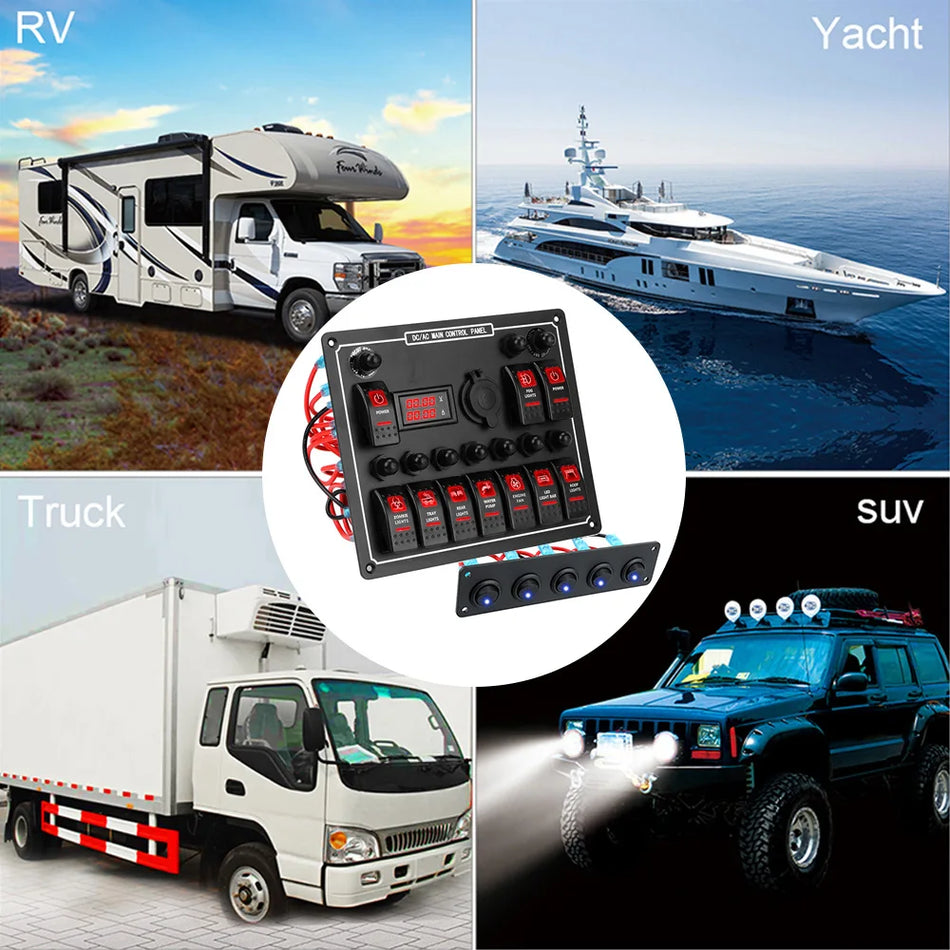24V 12V Transporto Jungiklio Pultas Su LED Šviesomis, 5/10 Mygtukų, ABS PC Aliuminis