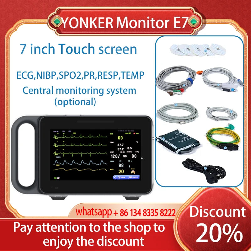7-calowy ekran dotykowy monitor parametrów życiowych 6 parametrów weterynaryjny