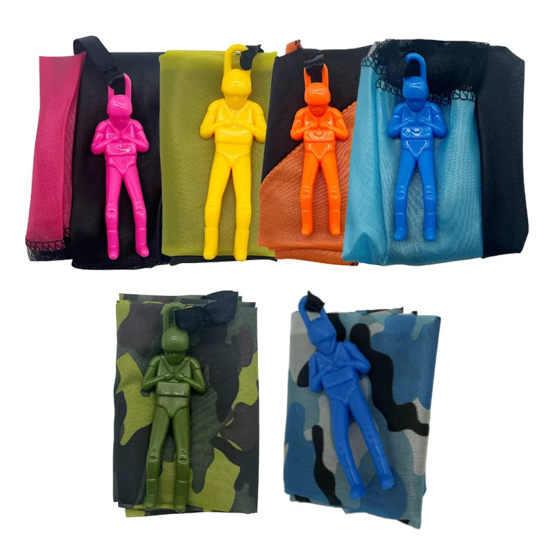 Kids Outdoor Fun: 1/6 Sets Hand Throwing Parachute Toy with Mini Soldier Sports Game 6PCS-Breast Hugging