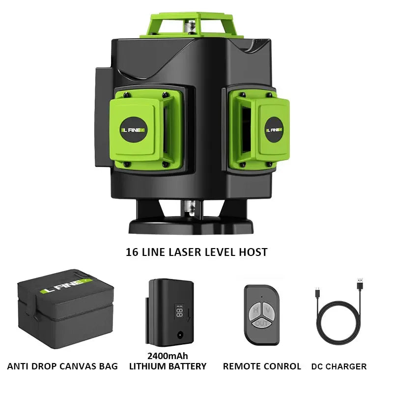 LFINE 4D 16-Lines Green Laser Level with Self-Leveling and Manual Modes 16 lines