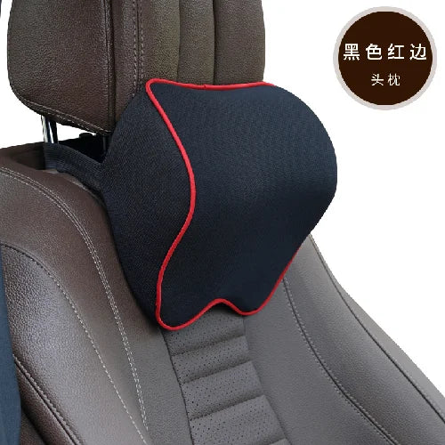 Breathable 3D Memory Foam Car Headrest &ndash; Neck Support Black Red