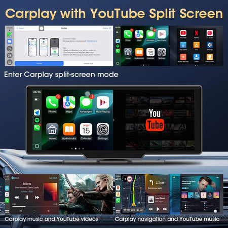 JMCQ Universal 10.26 Inch Android WIFI Car Multimedia Player &ndash; Wireless Carplay and Bluetooth Connectivity