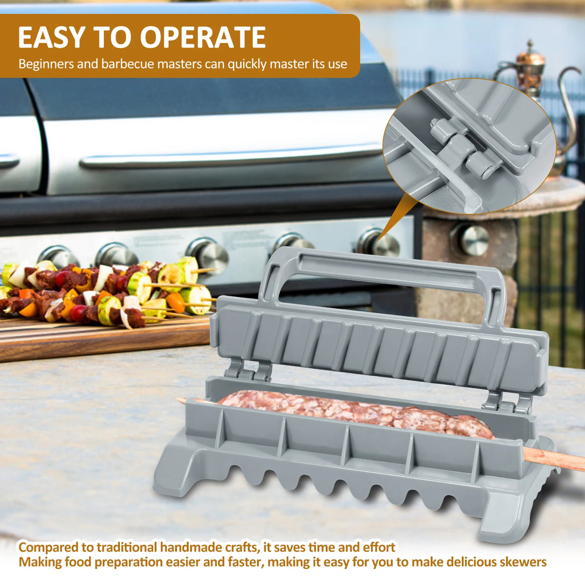 Portable Kebab Maker - Easy Manual Reusable Tool for Perfect Grilling