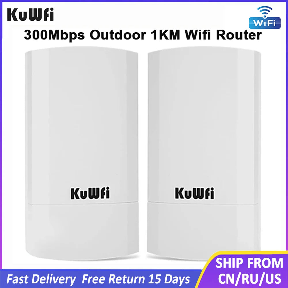 KuWfi Outdoor WiFi Bridge Router 1Km 300Mbps &ndash; Long Range