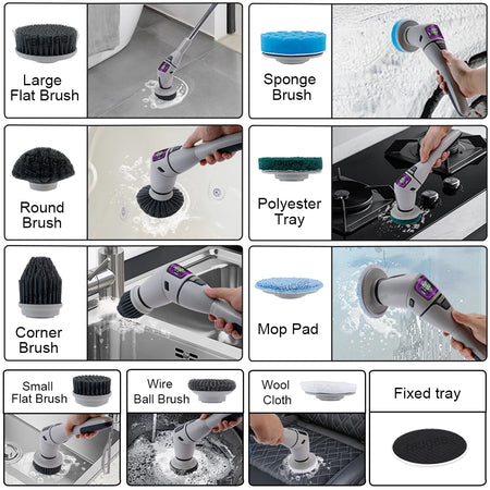 Electric Bathroom Cleaning Brush 10-In-1 &ndash; Cordless