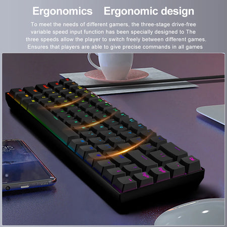 E-YOOSO Z686 RGB USB 60 Percent Mechanical Keyboard &ndash; Slim