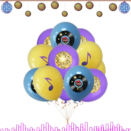 Neon Disco Party Decorations Set - TAKARA TOMY balloons-12pcs / CHINA