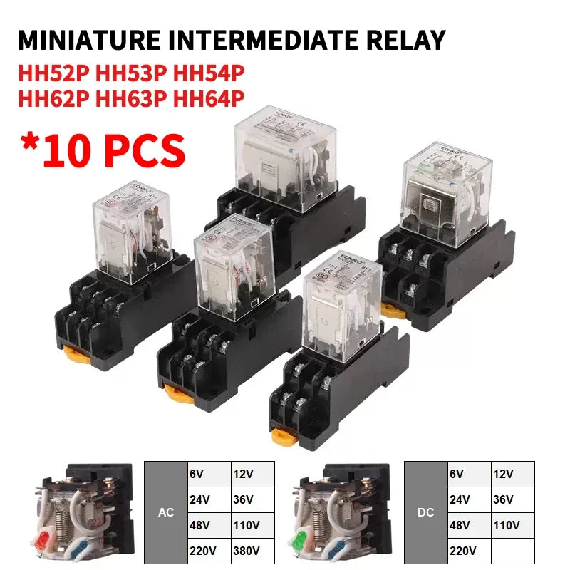 10PCS Miniature Control Relays &ndash; Versatile Compatibility for AC and DC Systems