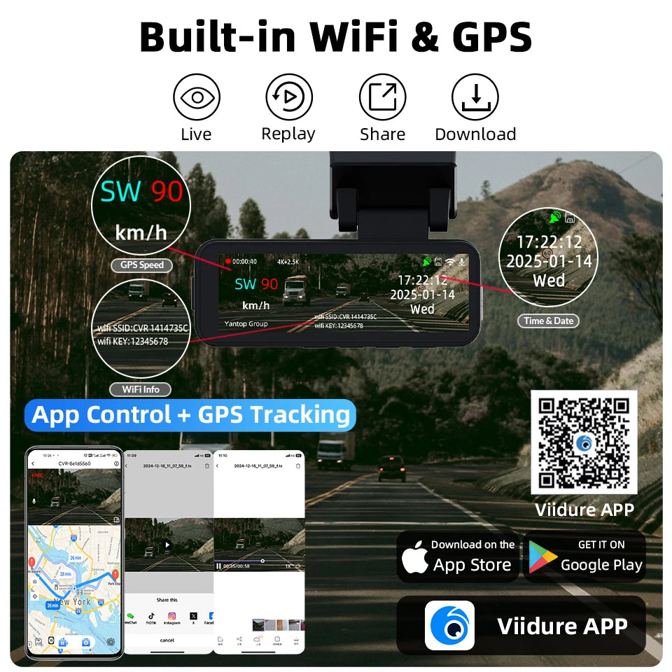 ACCEO Dash Cam 4K UHD - Dual Lens Night Vision GPS