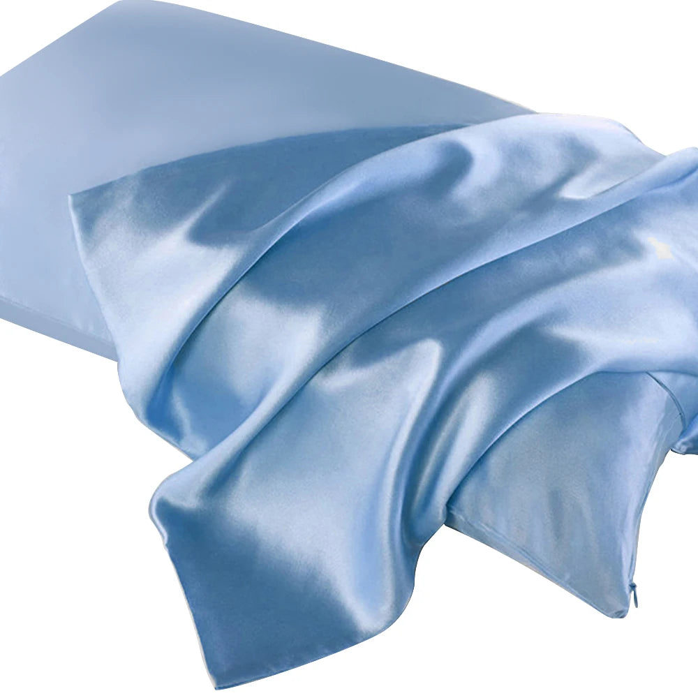 100 Percent Double-Sided Pure Silk Pillowcase &ndash; Luxurious Skin Benefits Blue. / 20x26 inch-51x66cm / CHINA