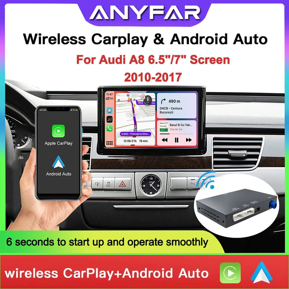 Decodor Ecran OEM Audi A8, Retrofit CarPlay Android Auto pentru MMI 3G de 6.5 și 7 Inch