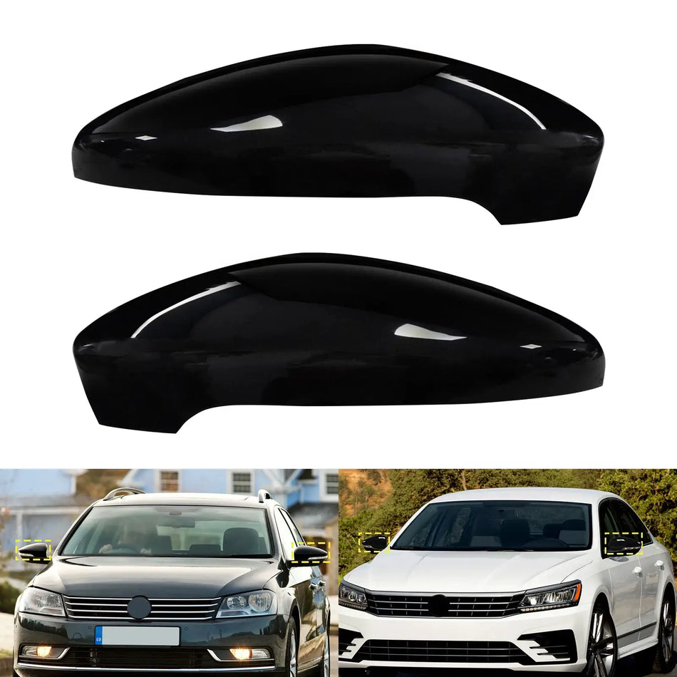 Rearview Mirror Cover Caps Gloss Black for VW Scirocco III Passat B7 by InterCyprus Trading Ltd
