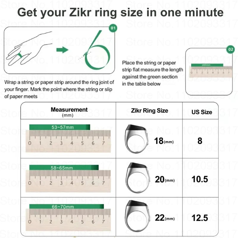 IQibla M02 Pro Smart Digital Tasbeeh Ring with Vibration Reminder