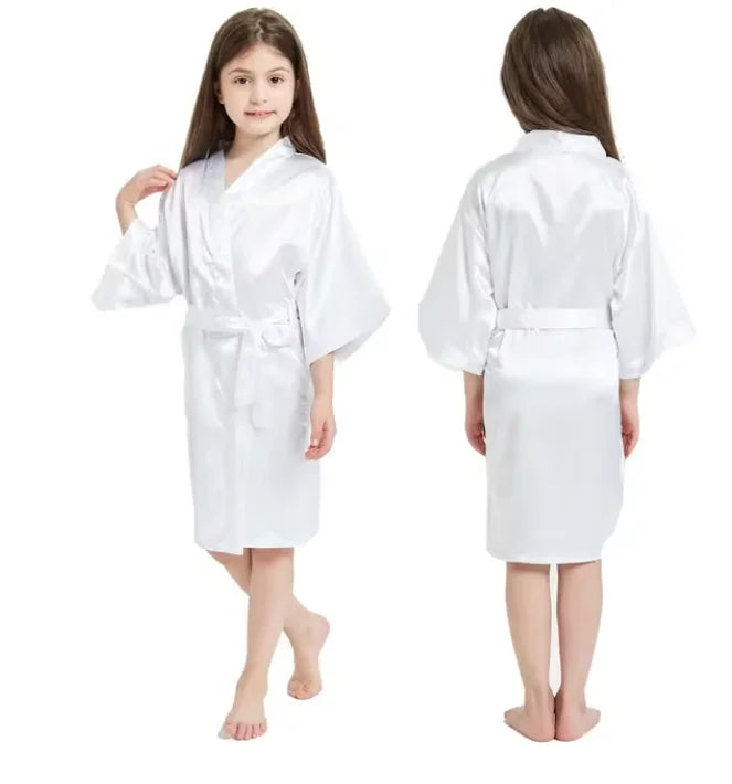Pink Satin Silk Kids Robes - Soft, Stylish &amp; Comfortable As the photo show 1 / L