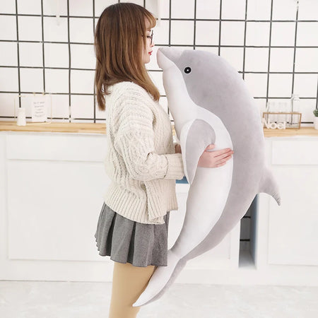 Cute Large Plush Dolphin Toy - Perfect Baby Sleeping Pillow grey / 100cm surprise