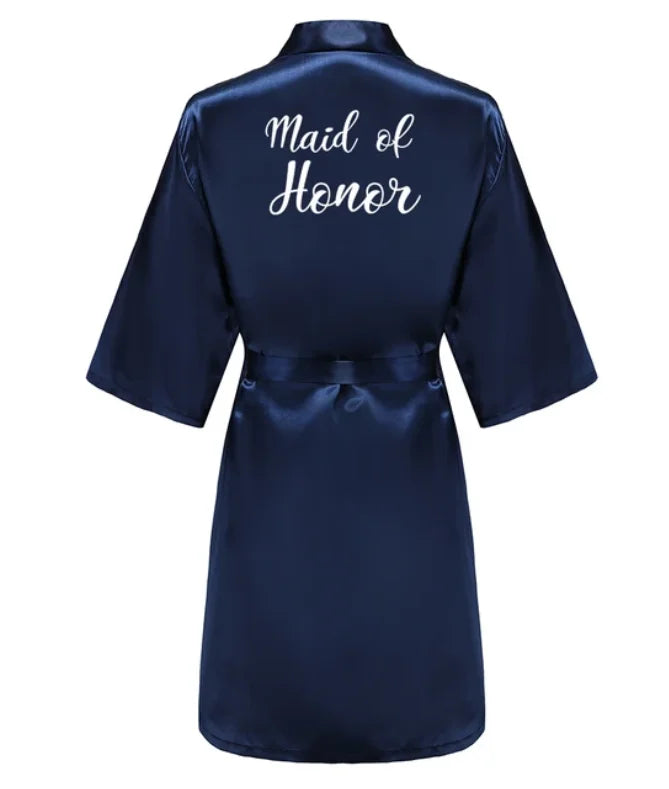 Elegant Satin Silk Robe for Women - Knee-Length, Poplin Fabric