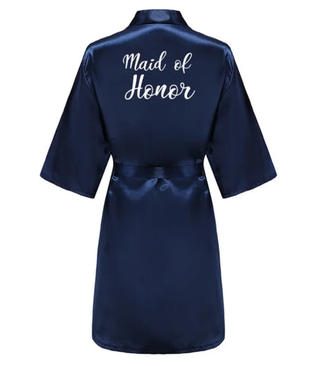 Elegant Satin Silk Robe for Women - Knee-Length, Poplin Fabric