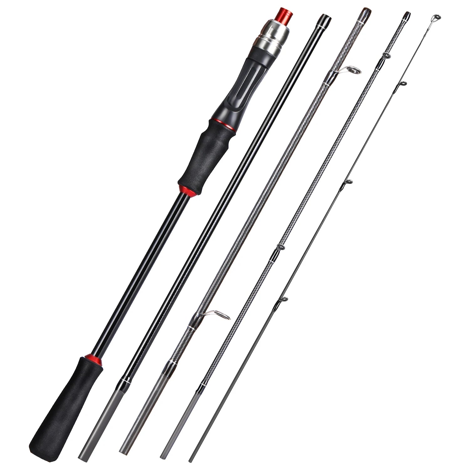 Sougayilang Ultralight Carbon Fiber Fishing Rod - 2.1m, 5 Sections, Portable for Travel 180cm spinnning rod
