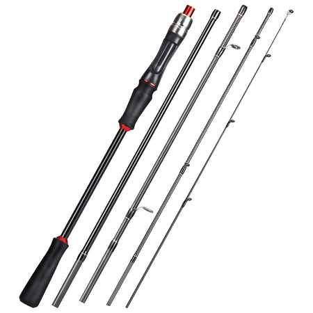 Sougayilang Ultralight Carbon Fiber Fishing Rod - 2.1m, 5 Sections, Portable for Travel 180cm spinnning rod