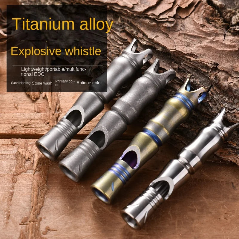 Outdoor Survival Titanium Whistle, Portable Single-Tube, High-Pitch High-Decibel