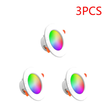 1-10PCS 10W Smart LED Downlight Bluetooth Ceiling Lamp RGB Lamp APP Remote Control Color Changing light for Google Alexa Home 3PCS