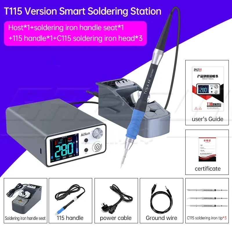 AIXUN T3A T3B Intelligent Soldering Station &ndash; Smart Rework T3B T115 Set 110V