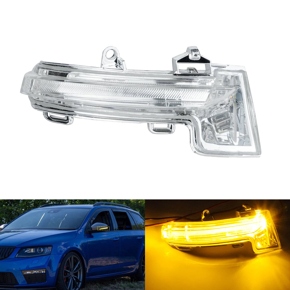 LED ляв мигач за огледало за Skoda Octavia MK3 5E 2013-2021, прозрачен леща