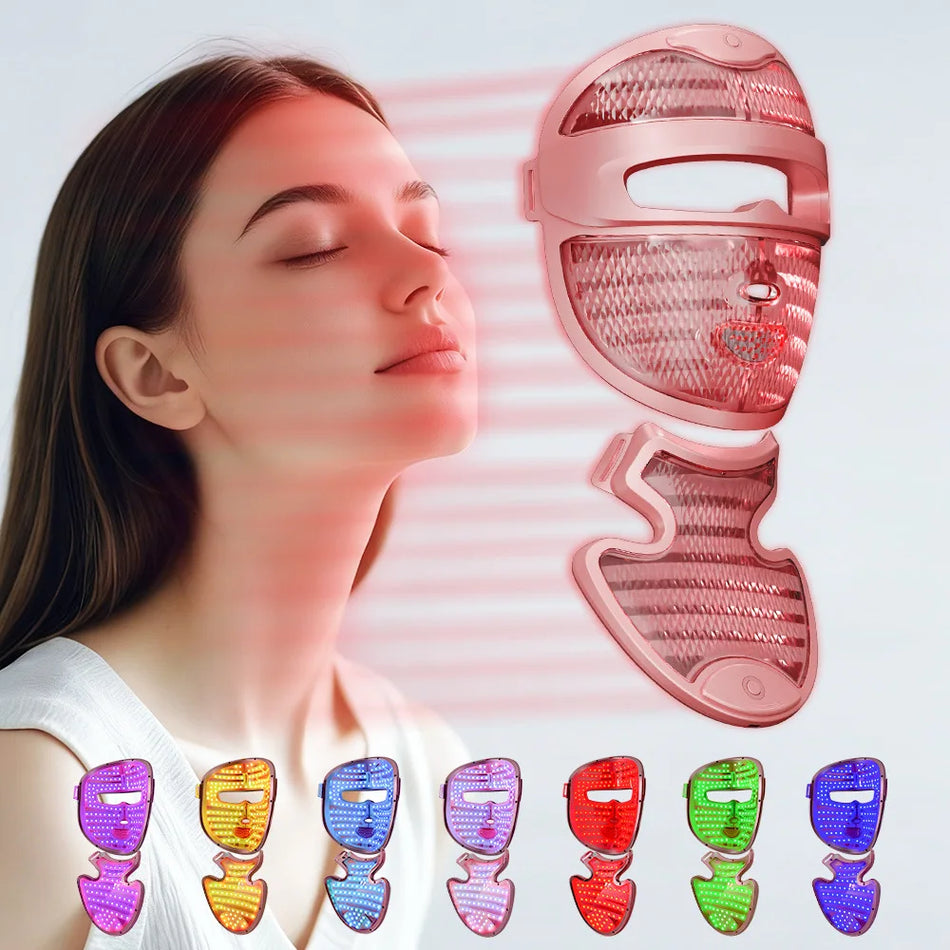 7-Color Photon LED Face Mask With Neck Red Light Therapy For Skin Brightening