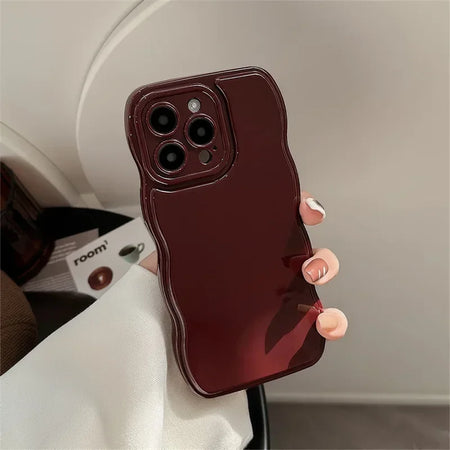 Korean Air Cushion Wave Gorgeous Wine Red iPhone Case - Shockproof &amp; Soft Cover for iPhone 11-16