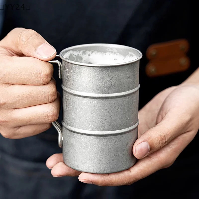 YY24 Retro Old Stainless Steel Beer Mug &ndash; Portable Camping