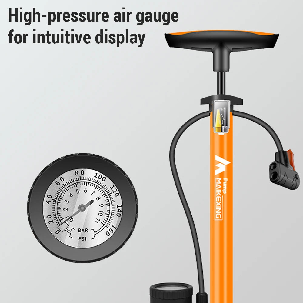 Bike Pump With Gauge - Multi Functional Inflator 160 PSI